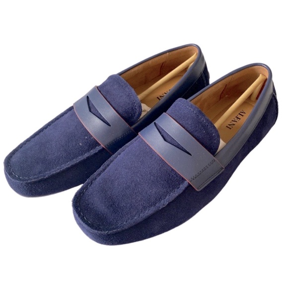 ALFANI NAVY BLUE SUEDE LEATHER SHOES - Picture 3 of 9